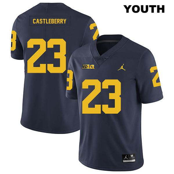 Youth NCAA Michigan Wolverines Jordan Castleberry #23 Navy Jordan Brand Authentic Stitched Legend Football College Jersey BY25I30MN